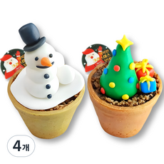 화분도 먹는 크리스마스 눈사람&트리 슈가 컵케이크 만들기 DIY세트, 4개, 400g