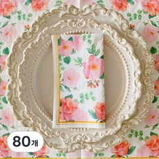 오릴리 파티 플라워 디자인 종이 냅킨 피치 프레임, 33cm, 2세트, 80개