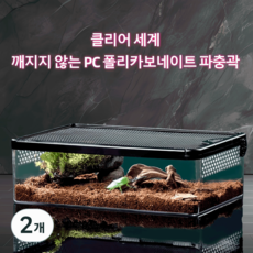 YAPOGI 안깨지는 청소 편리한 도마뱀 사육장 파충류 하우스 가로타입 도마뱀사육장, 블랙, 2개