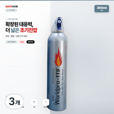세이프허브 친환경 간이소화기 캠핑용 차량용 가정용 360ml (은색), 3개