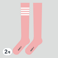 디망 러닝 여성 컬러풀 장목 니삭스 양말, 2개, 에너지핑크