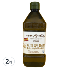더건강플러스 유기농 최상급 엑스트라버진 올리브유 스페인산 저산도 (0.3대), 2개, 1L