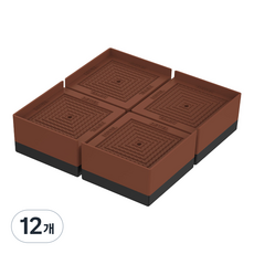 L자형 세탁기 발받침대 소음 감소 높이조절 방진 고무발 소파 다리 수평 조절, 브라운, 12개