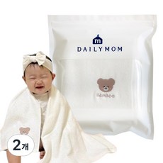 데일리맘 밤부 부드러운 아기목욕타올 출산준비물, 2개, 화이트