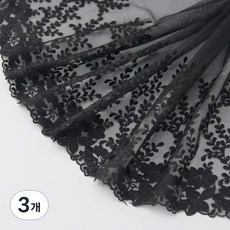 (1야드/롤) 폭 30cm 망포 수용 레이스 의상 디자인 속옷에 웨딩 헤어 액세서리 제작 DIY, 3개, Black