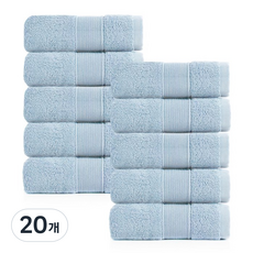 록신 호텔수건 타월 코면사 부드러운 540GSM 40수, 20개, 민트블루
