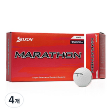 스릭슨 정품 마라톤 롱 디스턴스 2피스 골프공 비거리 장타 골프볼, 마라톤 디스턴스 화이트, 15개입, 4개
