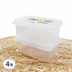 완벽한 밀폐 일본 직수입 전자렌지 사용 플라스틱 사각 밀폐 용기 280ml, 4개