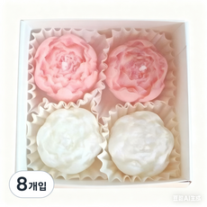 꽃캔들 장미꽃캔들 꽃모양 양초 장식용 초 선물 데이트용 소이캔들, 8개입, 화이트&핑크
