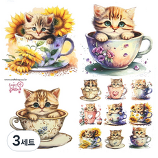 컵고양이 냅킨 20장 K-28-015, 3세트, 20개, 혼합색상