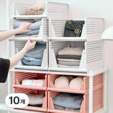 [KC인증] 데미무드 슬라이딩 옷정리 트레이 리빙박스, 화이트, 10개