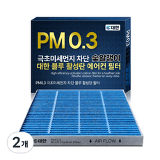 대한카필터 PM0.3 블루 활성탄 자동차 에어컨 필터, 2개, BF099