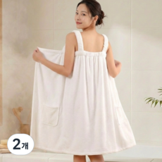 비바프 부드러운 도톰한 여성 목욕 샤워 가운 타올, 2개, 화이트