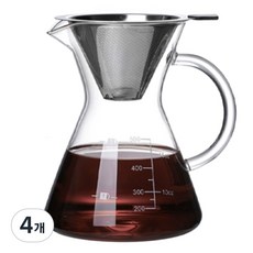 Jianwen 핸드드립 커피세트 이중 필터 스테인리스 커피포트 홈카페, 고붕규리, 4개, 500ml