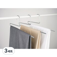 아워레이지 논슬립 1단 역방향 바지걸이 바지옷걸이 크롬 미끄럼방지 10개, 3세트, 실버 역방향 헤드