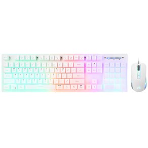앱코 HACKER 레인보우 LED 게이밍 키보드 + 마우스 세트, KM400, 화이트, 일반형