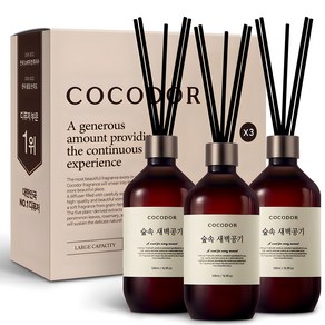코코도르 디퓨저 + 섬유스틱 7p, 숲속새벽공기, 500ml, 3개