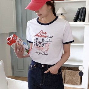 아피나르 여성용 San Antonio 링거 반팔 티셔츠