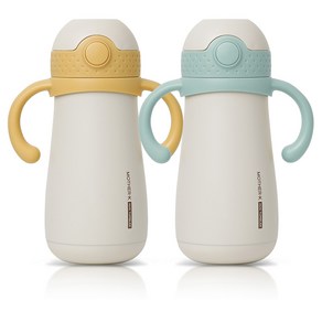 마더케이 허그 보온보냉 빨대컵 350ml, 2개, 민트 + 머스터드