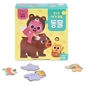 핑크퐁 아기 판퍼즐 동물 12종, 12피스, 1세트