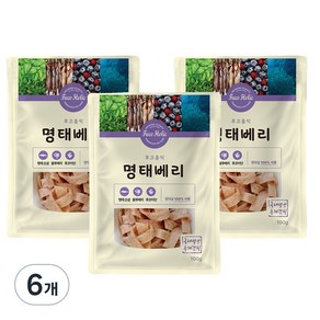 후코홀릭 강아지 건조 간식, 혼합맛(명태/블루베리), 100g, 6개