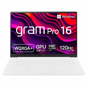 LG전자 2024 그램 Pro 16 WQXGA+ OLED 코어Ultra5, 에센스화이트, 512GB, 32GB, WIN11 Home, 16Z90SP-KA5CK