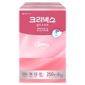 크리넥스 실크 소프트 천연펄프 미용티슈 2겹, 250매, 6개