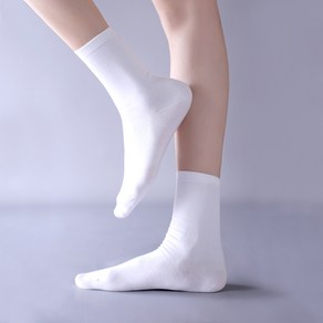 베이스알파에센셜 여성용 무지 중목 양말 10켤레, 230~250mm, 화이트, 1개