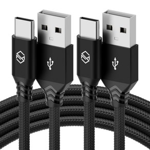 신지모루 USB-C 타입 더치 패브릭 케이블, 블랙, 2m, 2개