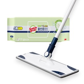 스카치브라이트 베이직 막대걸레 + 올인원 물걸레 청소포 25매, 막대걸레 대형(35..., 1세트 - 밀대/밀대포세트