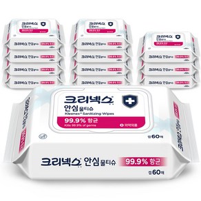 유한킴벌리 크리넥스 안심 물티슈 캡형, 60매, 12개
