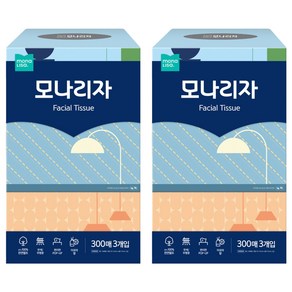 모나리자 천연펄프 미용티슈 2겹, 300개입, 6개