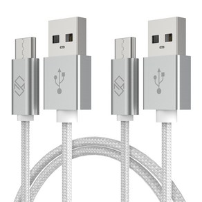 신지모루 메탈릭 USB-C타입 고속충전 케이블, 실버, 2m, 2개