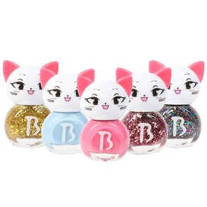 바블리 키즈네일 냥이 어린이매니큐어 블링블링 세트 5p, 하늘핑 + 핑크핑 + 골드블링핑 + 핑크블링핑 + 오색블링핑, 1개