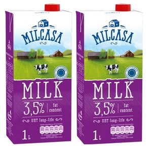 MLEKPOL 밀카사 멸균우유 3.5%, 1L, 2개