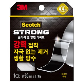 스카치 클리어 겔 양면테이프 30mm x 3m, 투명, 1개
