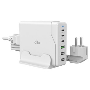 알로코리아 100W GaN 접지형 6포트 PD3.0 PPS QC4.0 C타입 초고속 멀티 충전기 UC6100GPD, 화이트, 1개