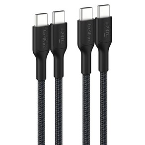 벨킨 C타입-C타입 240W 브레이디드 고속 충전 케이블 CAB025fq2MBK2PK, 블랙, 2m, 2개