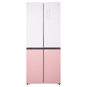 쿠잉전자 글램 글라스 대용량 418L 양문형 4도어 냉장고 방문설치, MD405GWP