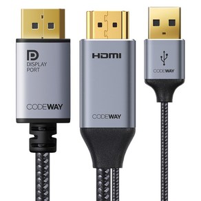 코드웨이 4K 60Hz UHD HDMI 2.0 to DP 1.2 케이블, 1.5m, 1개