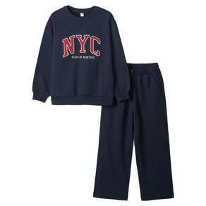 스파오키즈 아동 주니어 기모 NYC 상하의 세트, NAVY, 140, 1개