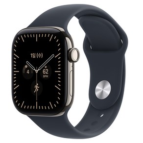 Apple 2026 애플워치 시리즈 12, 네츄럴, 42mm, GPS+Cellular, 티타늄, 네이비 블루 스포츠 밴드, M/L, 1개