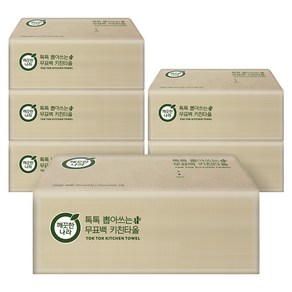 깨끗한나라 톡톡 뽑아쓰는 무표백 천연펄프 키친타올, 100매, 6개 - 뽑아쓰는키친타올