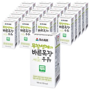 파스퇴르 무항생제 인증 바른목장 우유, 125ml, 24개