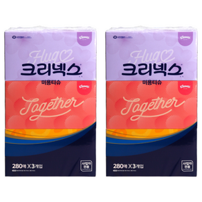 크리넥스 미용티슈 콤비 2겹, 280매, 3입, 6개