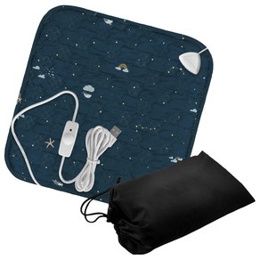 한일전기 밤하늘고래 1인용 USB 양면 방석, 네이비, 40 cm
