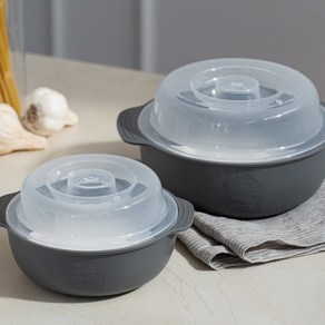 코멧 전자레인지 찜기 세트 그레이 550ml+1200ml
