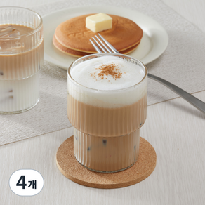 코멧 홈 플리츠 빈티지 스택 내열유리 컵, 350ml