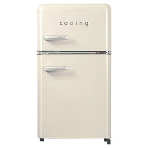 쿠잉전자 레트로 미니 80L 2도어 냉장고, 크림(REF-D85C), REF-D85C
