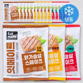 잇메이트 닭가슴살 스테이크 혼합 구성 18팩 (냉동), 1.8kg, 1세트
